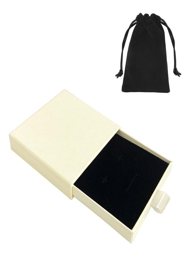 Quacc Small Jewelry Gift Box and Velvet Bag, Necklace Bracelet Earring Cardboard Organizer Square Jewellery Gift Box Pendent Storage Case for Birthday Xmas Christmas Wrapping (Beige) - Image 1